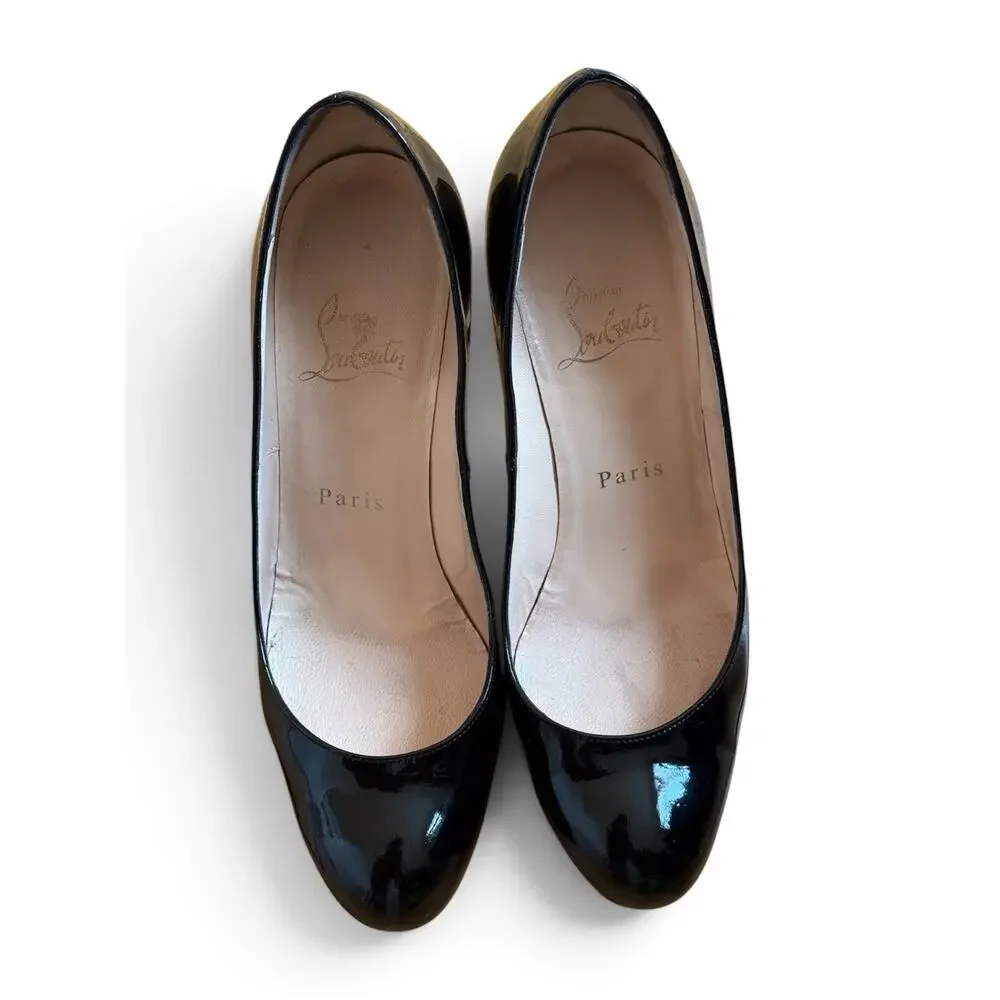 Christian Louboutin Simple 100 Black Patent Pumps Size 36 Y2K OG Dust Bag GUC